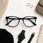 black glasses